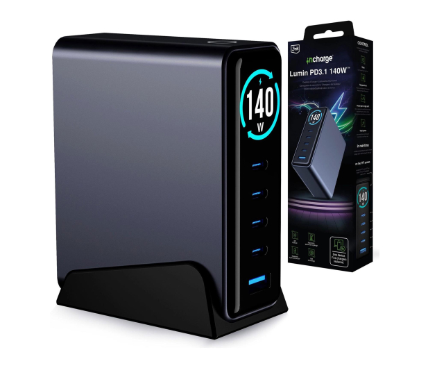 3mk InCharge Charger Lumin TFT GaN PD3.2 140W Display - 1572614 - zdjęcie